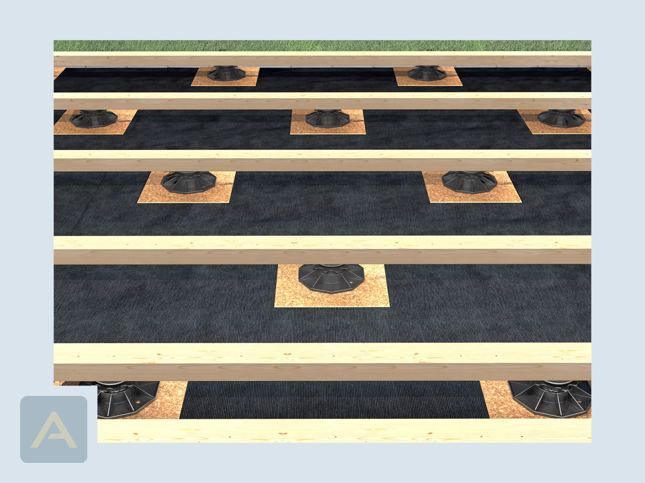 HS TerraClassic Terrassenlager mit Holz-Unterkonstruktion