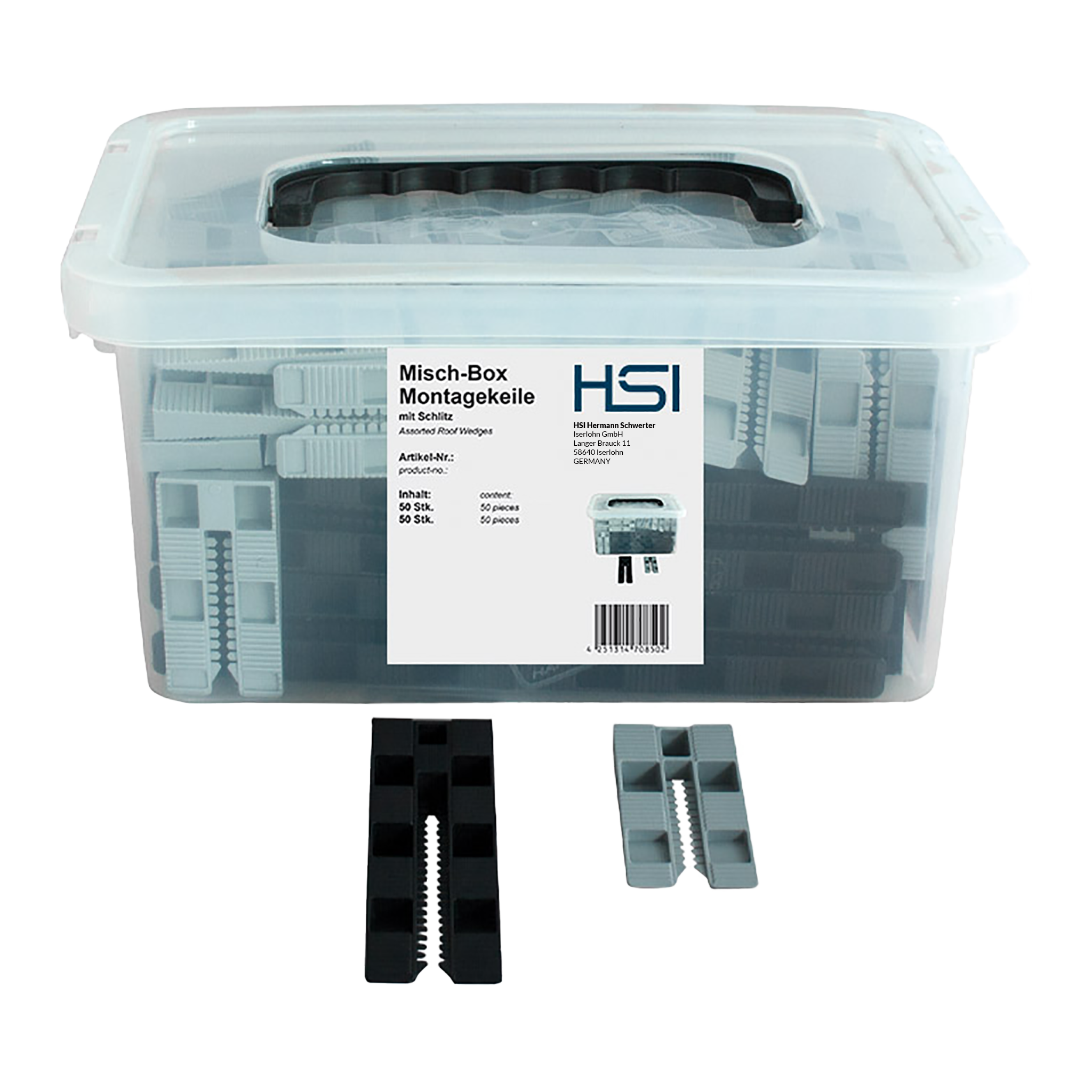 Misch-Box Montagekeile, mit Schlitz Misch-Box Montagekeile, mit Schlitz