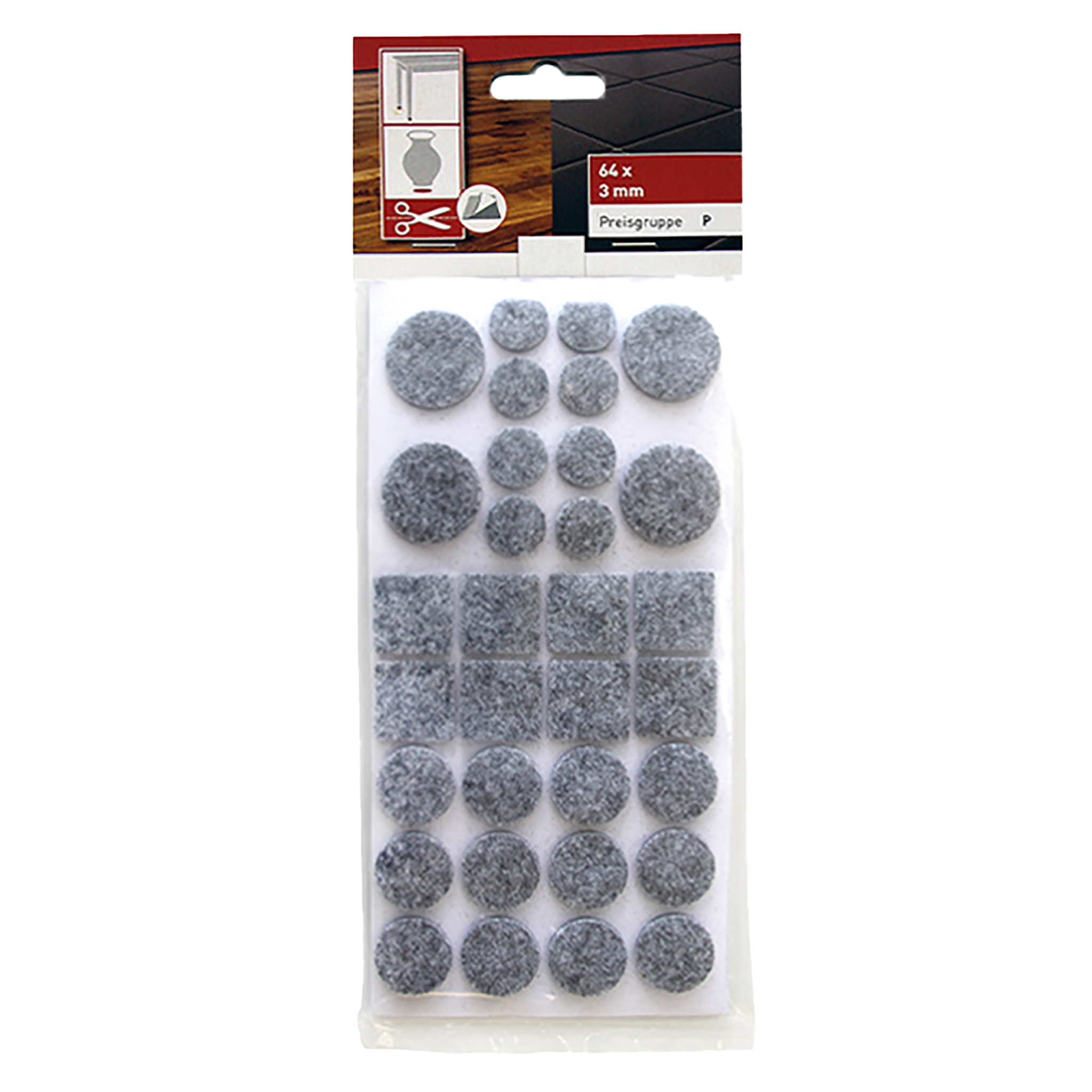 Filzgleiter Set klein grau