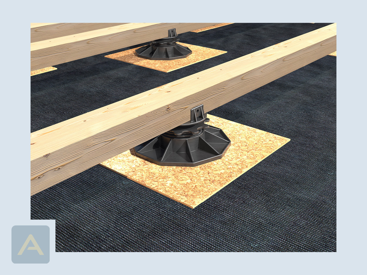 Befestigung der Unterkonstruktion am HS Terra Classic Terrassenlager Befestigung der Unterkonstruktion am HS Terra Classic Terrassenlager